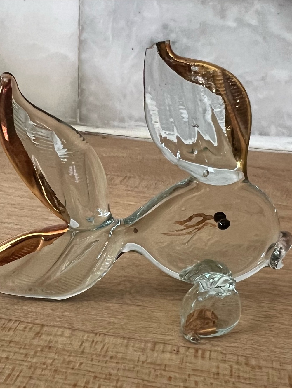 Handblown Glass Fish Figurine with Gold Accent